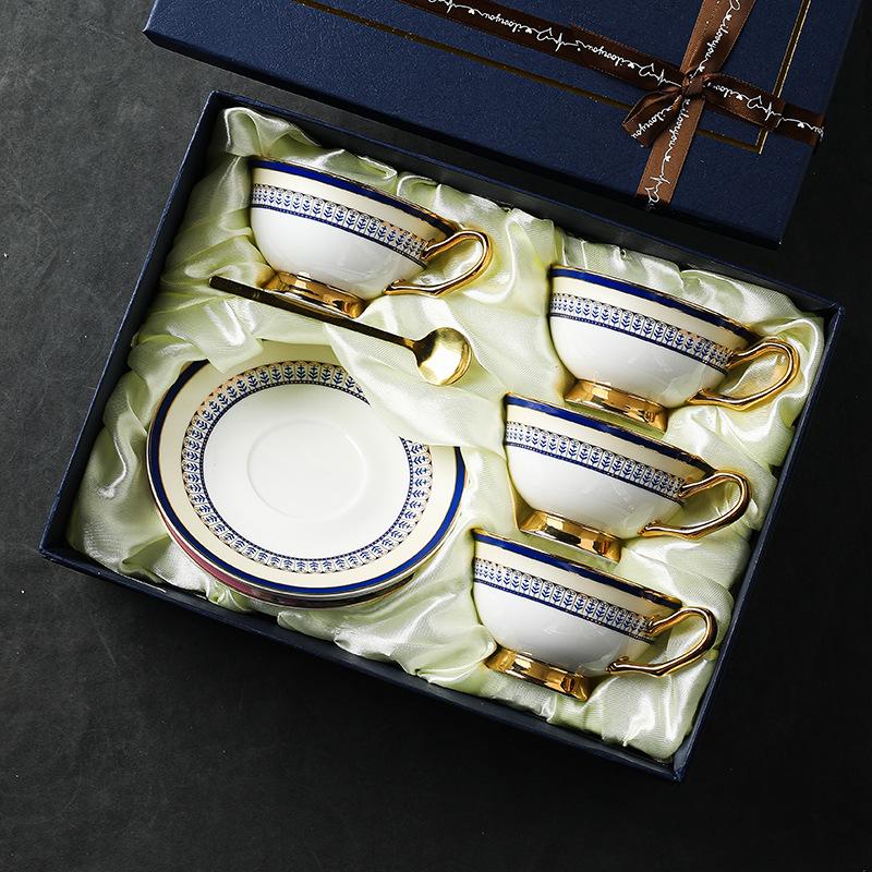 Keramik Kaffeetassen Tassen Untertassen Damen Exquisites Europäisches Design High-End Set Geschenkbox Tassen Britischer leichter Luxus Nachmittagstee Set