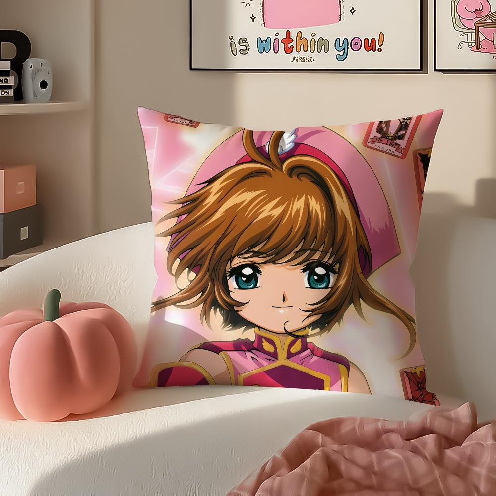 Magical Cute Japanese Anime CCardcaptor Sakura Cushion Cover Pillowcase Short Plush Invisible zipper Room Sofa Cushion Cover
