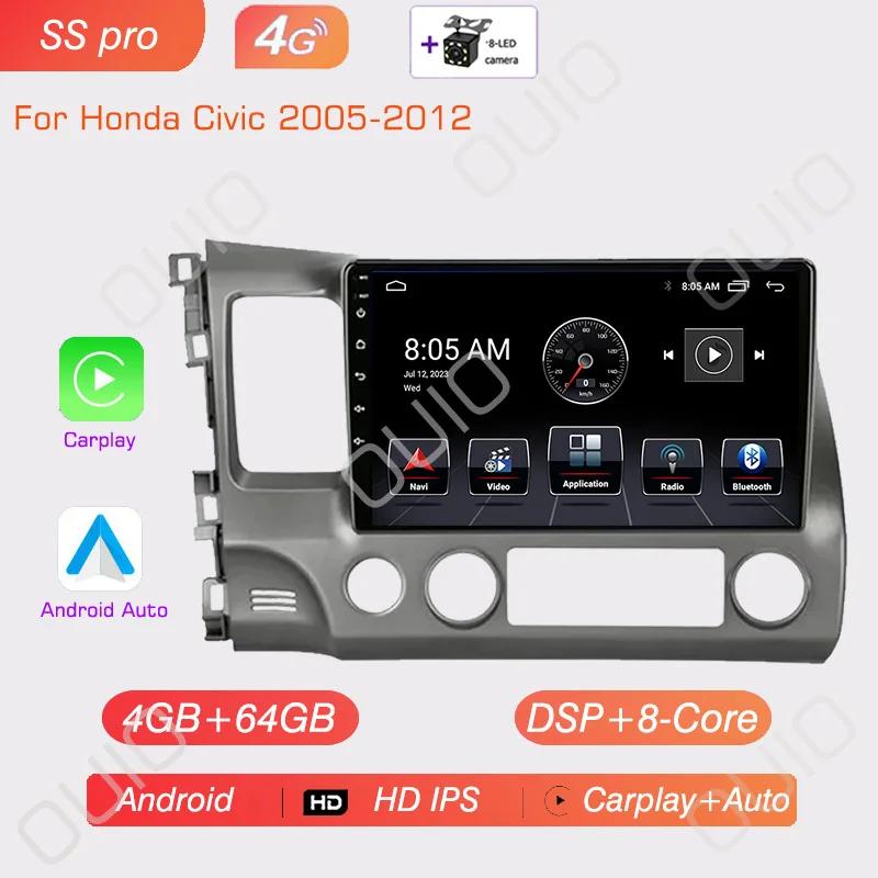 Android 13 Radio For Honda Civic 2005 2006 2007 2008-2012 Car Stereo Multimedia Player Carplay Auto GPS Navigation 2DIN No DVD