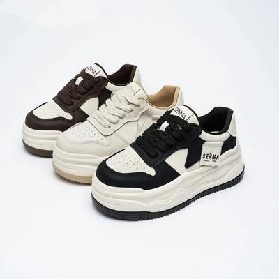 Women's New Simple Solid Color Designer Vulcanized Shoes Spring Fashion Thick Sole Outdoor Shopping Office Sports Shoes