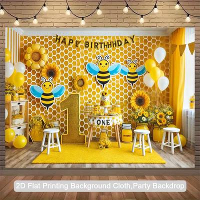 2D Bumblebee Honeycomb Party Backdrop Banner Decor