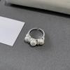 Fashion Light luxury style grey pearl ring light luxury High Quality silver  rings for women party wedding fine