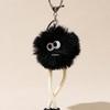Plush Imitation Mink Soot Sprite Keychain with Metal Pendant