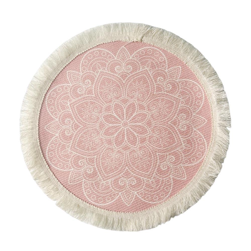 Natural Heat Resistant Bohemian Placemat Non-Slip Weave Braided Table Mat Jute Tassel Woven Mat Kitchen Table