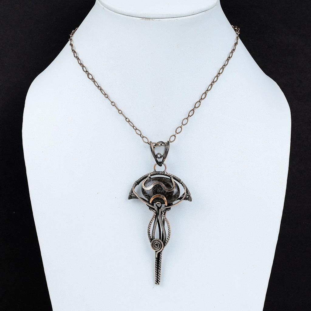 Dinosaur Bone Pendant Copper Wire Wrapped Jewelry Dainty Gemstone Pendant Handmade Designer Jewelry Copper Wire Wrapped Pendant Gift For Mom