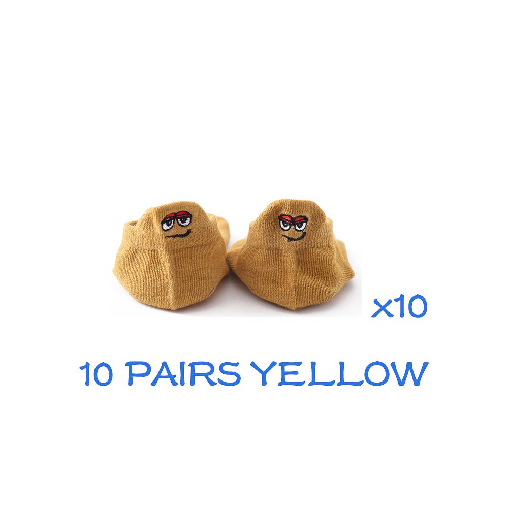 Lot de 10 paires Chaussettes courtes en coton pour homme avec broderie expression dessin animé drôle joyeux kawaii couple chaussettes calcetines