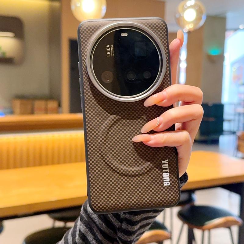 

For Xiaomi 15 14 Ultra Case Magnetic Carbon Fiber Texture PU Leather Skin Protective Back Metal Lens Button Soft Cover PU Leather&xiaomi 15 ultra