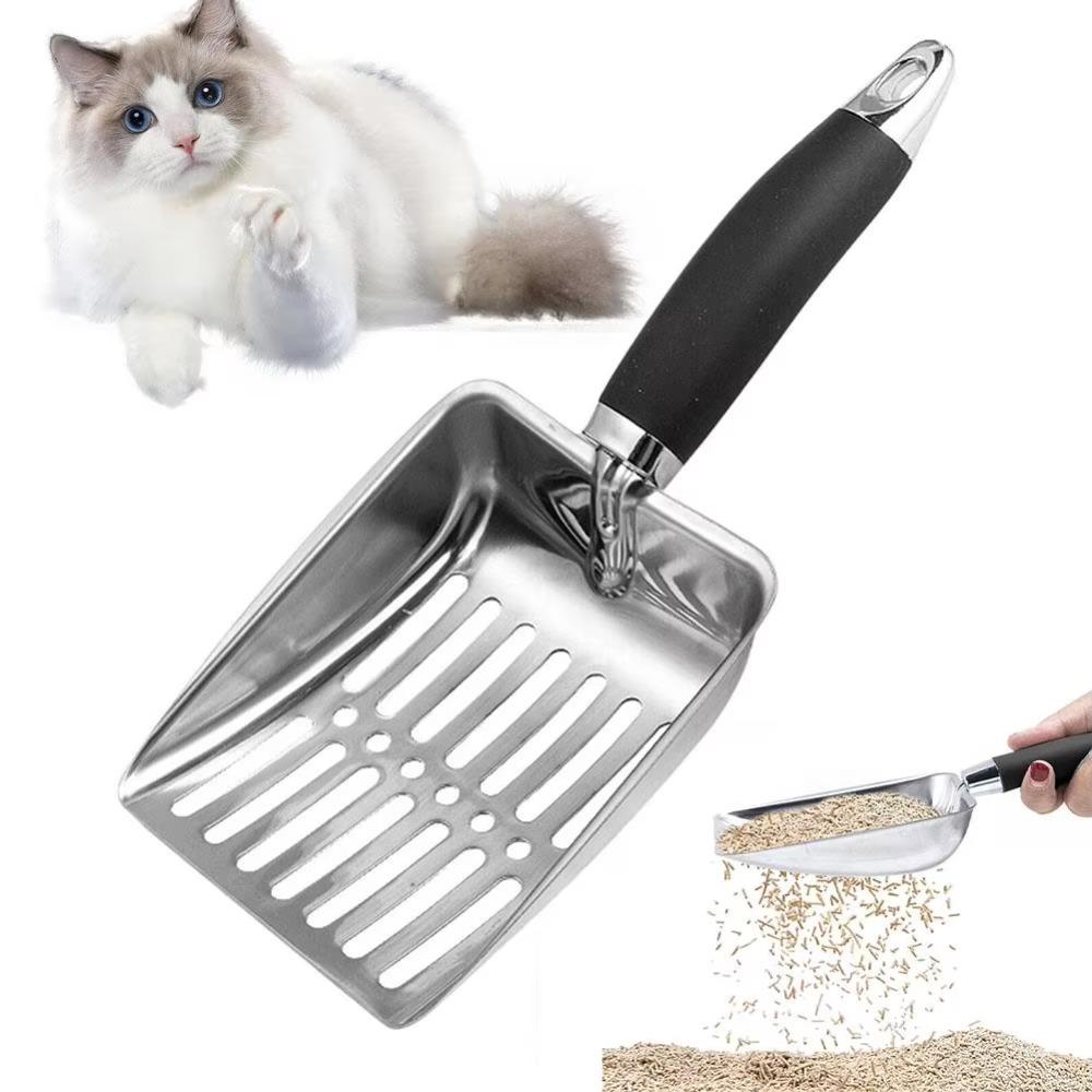 Stainless Steel Cat Litter Scoop Hollow Design Pet Poop Shovel Pets Litter Shovel  Cat Sand