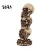 Skeleton Statue See Hear Speak No Evil Skull Figurine, Spooky Halloween Resin Decor for Mantel, Table, Gothic Home Decoration