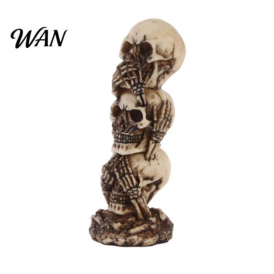 Skeleton Statue See Hear Speak No Evil Skull Figurine, Spooky Halloween Resin Decor for Mantel, Table, Gothic Home Decoration