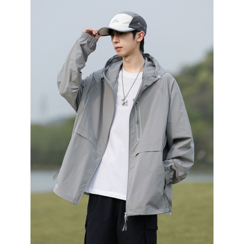 Wassup Cooling Upf50+ High Protection Sunscreen Jacket for Men, Uv Protection, Lightweight, Quick-Drying, Outdoor Simple Hooded Jacket