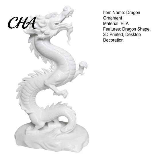Collectible Dragon Model 3D Printed Chinese Figurine, White Statue, Ornamental Statue Sculpture Feng Shui Decoration for Home Office PLA Figure