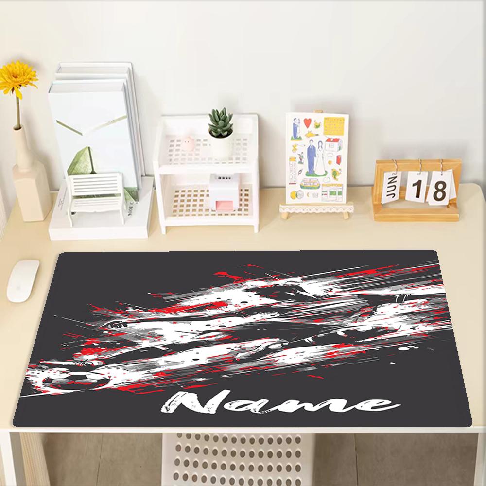 Custom Name Soccer Theme Mouse Pad, Non Slip Rubber Base, Multifunctional Office & Home Decor, Perfect for Workspace Personalization.