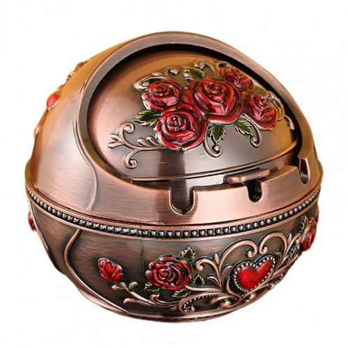 Retro Ashtray Household Cigarette Smoking Holder Home Decor Zinc Alloy Large Ash Holder with Lid for Home Friend Birthday Gift