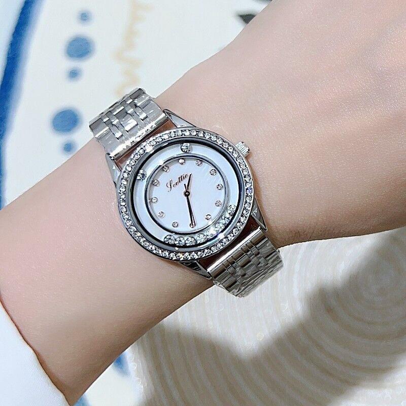 Personalized Leather Strap Watch Happy Diamond Ladies Watch Steel Strap Rose Gold Watch Femininity