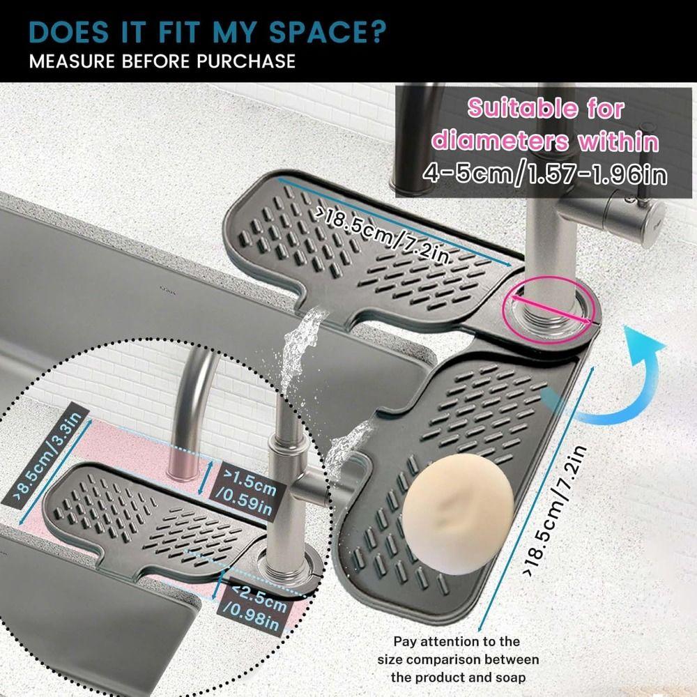 Slope Shape Sink Splash Guard Rotatable Faucet Drip Catcher Tray Sink Faucet Mat  Kitchen Sink