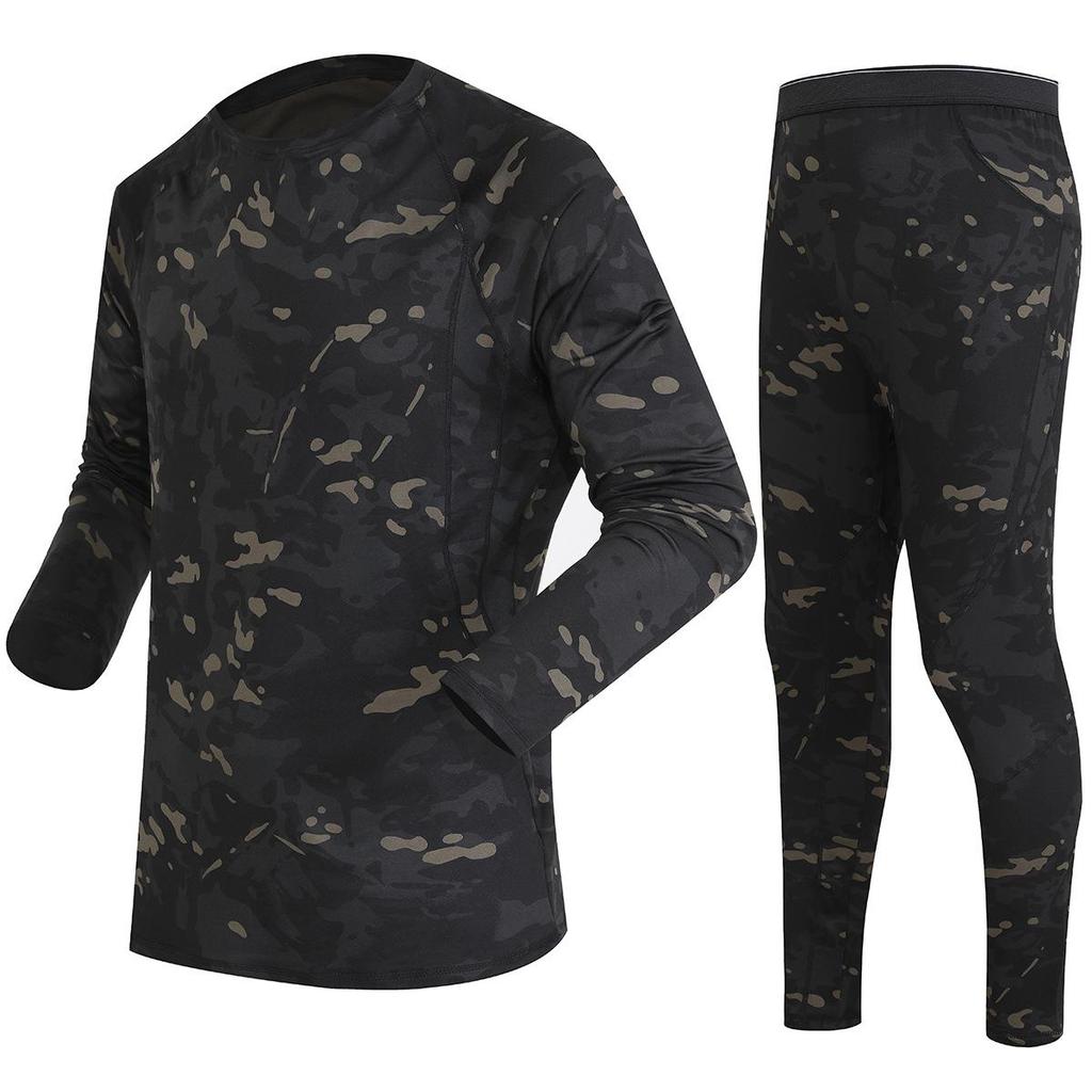 Men's Outdoor Tactical Camouflage Fleece Cycling Underwear Set