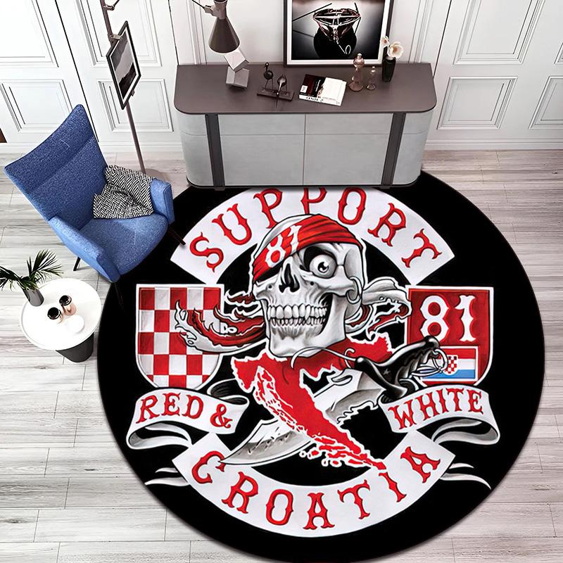 Gang violence Motorcycle enthusiasts Hells Angels Motorcycle Club circular carpet is soft, home, bedroom, door mat decoration, and non slip carpet E5