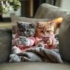 Sofa Pillow Pillowcase Skin-friendly Short Plush Cute Animal Cat Pillow Cover Living Room Cushion Cover Without Core