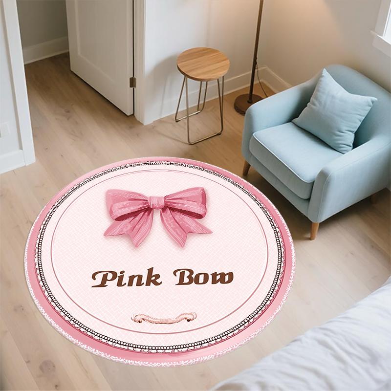 Runder Teppich mit rosa Muster, Teppich für Wohnzimmer, Schlafzimmer, Sofa, Spielzimmer Dekor, Rutschfeste Bodenmatte, Feiertagsgeschenke und Geburtstagsgeschenke.
