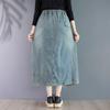Denim Plus Size High Waist Vintage Embroidery Spring Autumn Casual Loose Long for Woman Skirts Womens Skirt