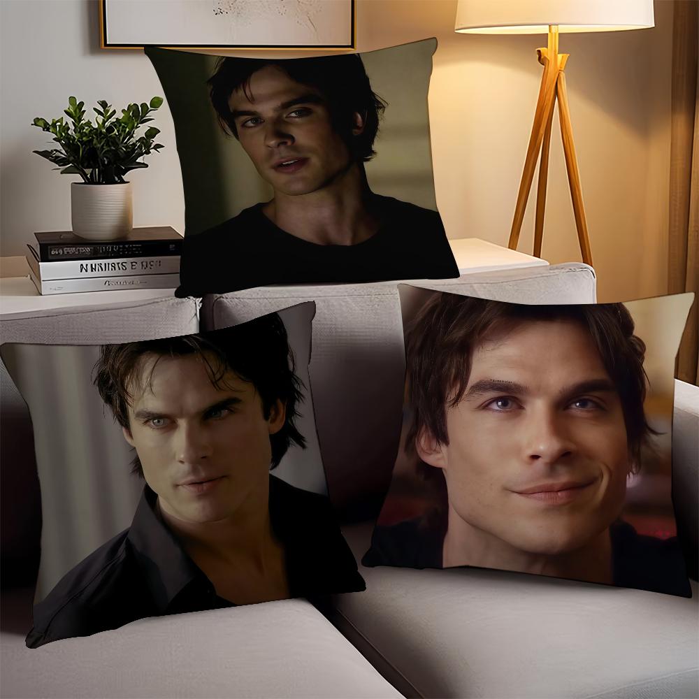 Vampire Diaries Starring D-Damon S-Salvatore  Pillow Case Office Cushions Suitable For Sofa Car Bedroom Decorative Cushion Cover