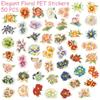 50 Elegant Floral PET Transparent Stickers for Notebooks, Bottles, Phones, Window Decor