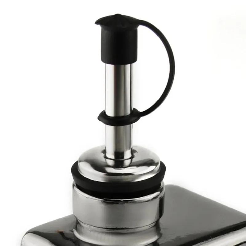 1PC Stainless Steel Oil Bottle Spout Pourer/Mouth with Stopper Flask Dry Red Wine Pot Bottle Cork Plug Olive Pourer Dispenser