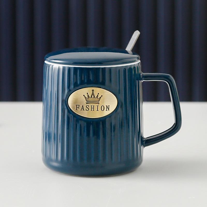 

Striped Bronze Ceramic Mug Creative and Fashionable European Style Coffee Mug High Temperature Resistant Gift Giving 420ml