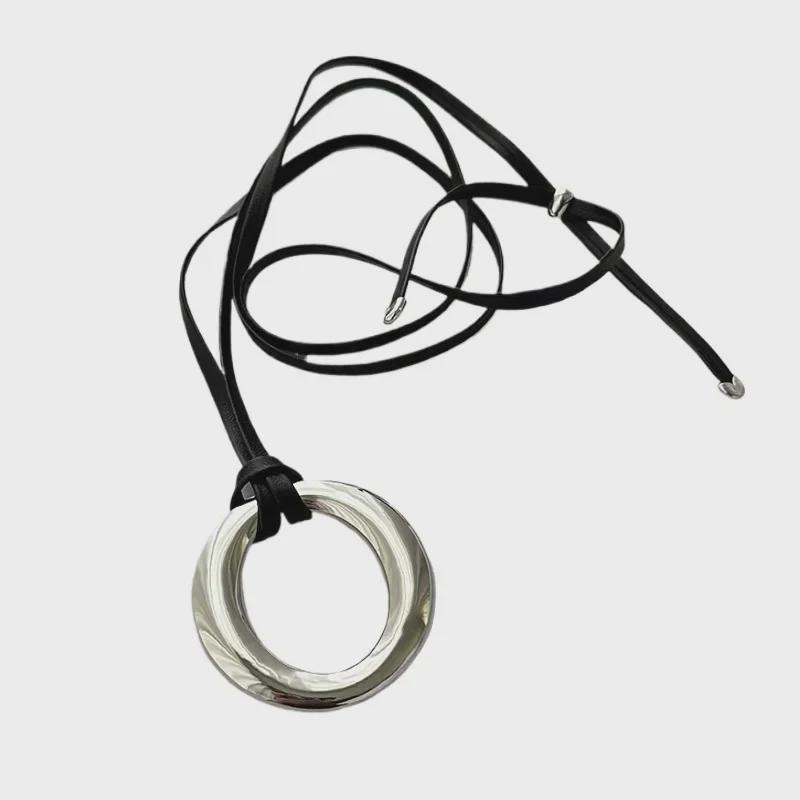 Geometric Ring Necklace: Trendy Korean-Style Adjustable Clavicle Chain