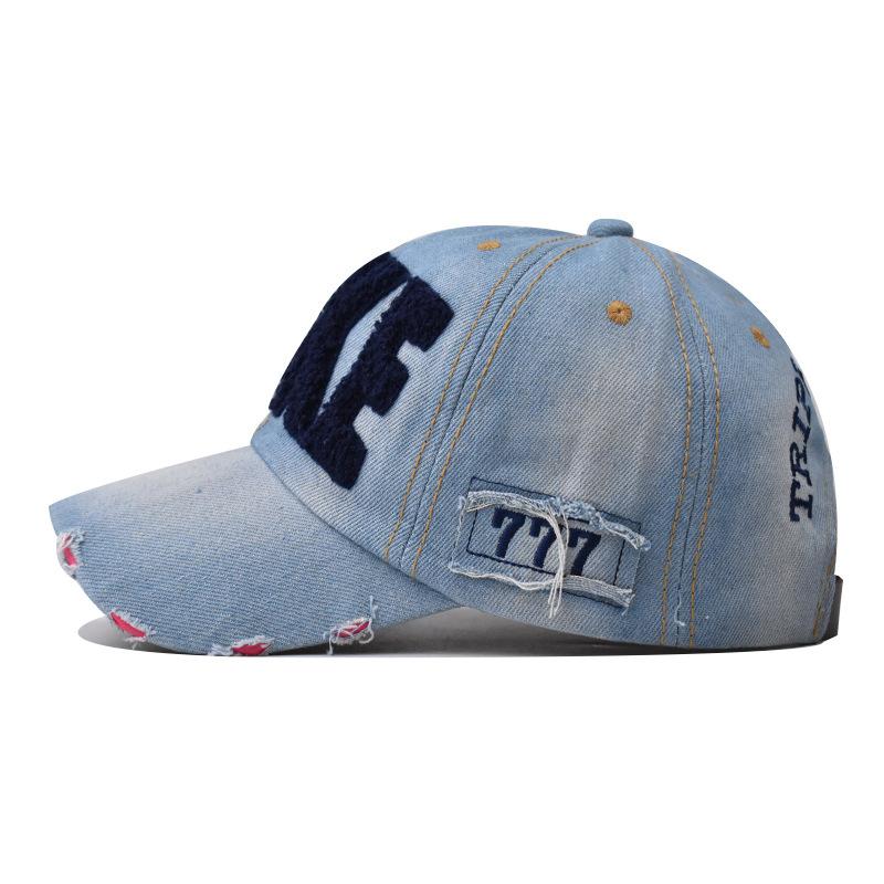 Men's and Women's TAKE Denim Baseball Caps, Washed Large Embroidered Denim Caps, Simple and Versatile Hats