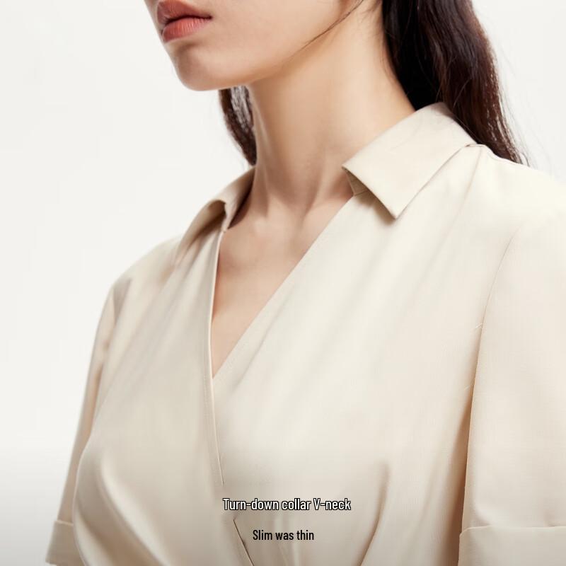 VEROMODA Women's V-Neck Irregular Waist Pleated Dress