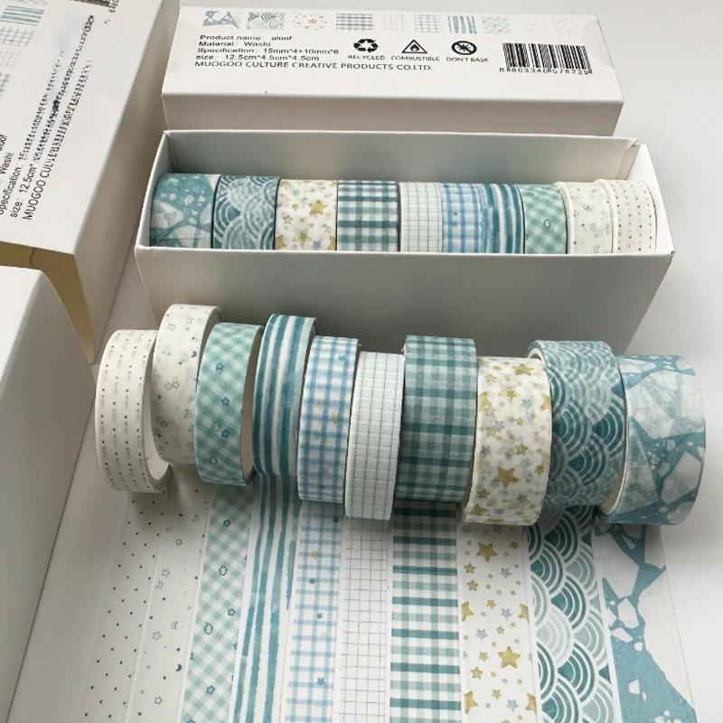 10 Roll Vintage Style  Washi Tape Set Adhesive Multi-Pattern Scrapbooking Tape Retro DIY Journals Deco Art Supplies