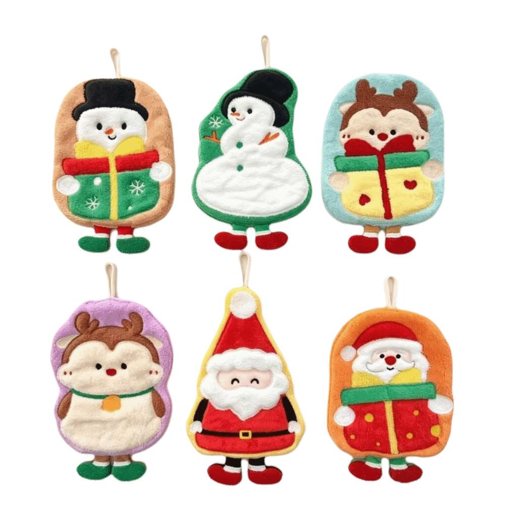 Water Absorption Santa Claus Hand Towel Coral Fleece Cleaning Dishcloths  Kitchen Bathroom