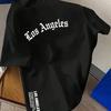 Men's Summer 100_ Cotton Fashion Los Angeles Letter Printed Loose Large Casual Comfortable Round Neck Short Sleeve T-Shirt Top