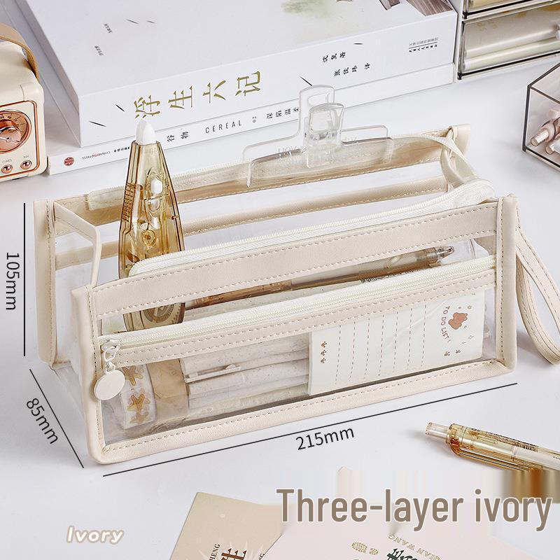 High-Capacity Transparent Pencil Case for Exams, Multipurpose Makeup Bag, Convenient Stationery Organizer