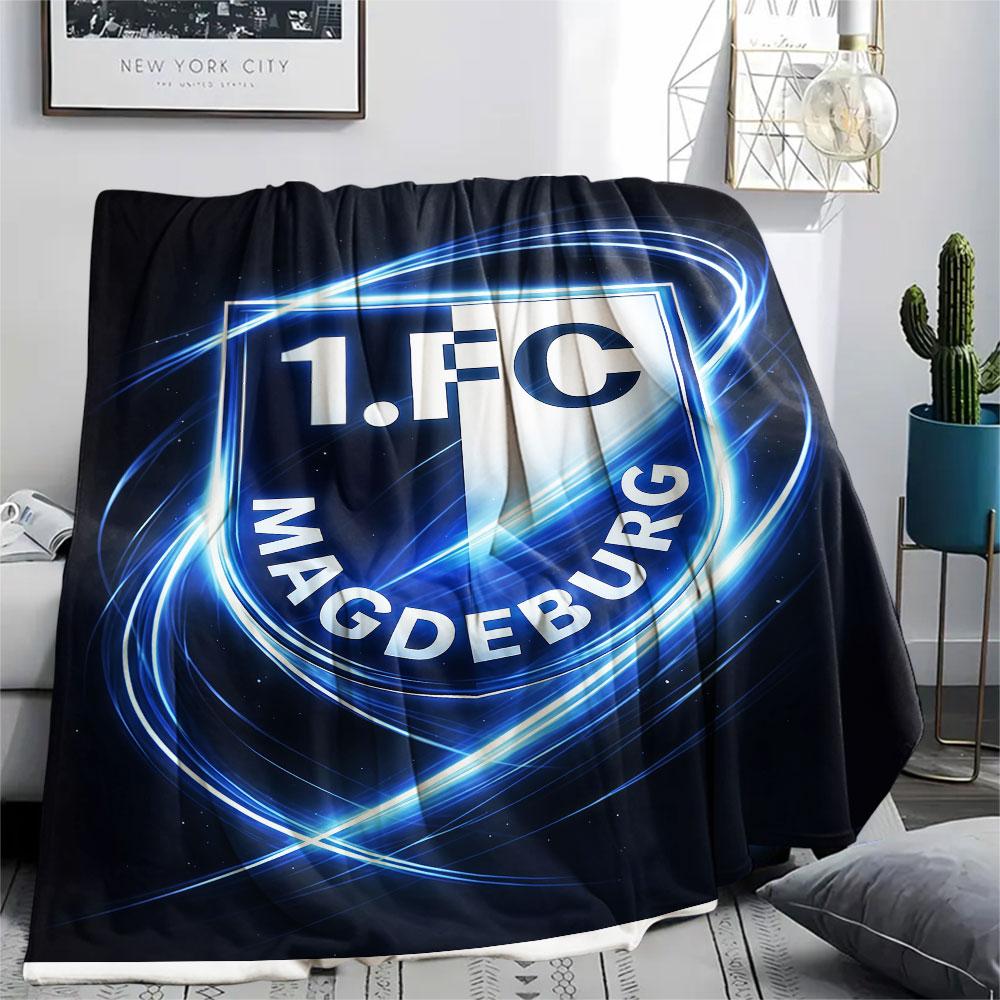 1PC 1. FC Magdeburg Patterned Flannel Blanket Suitable For All Seasons for Home Decor Warmth and Comfort Gifts Holiday Present
