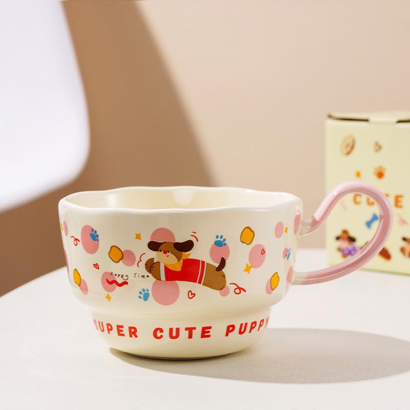 

Dachshund Ceramic Mug with Handle for Girls with High Value Ceramic Cup Coffee Cup Stacked Cup Birthday Gift 301-400ml