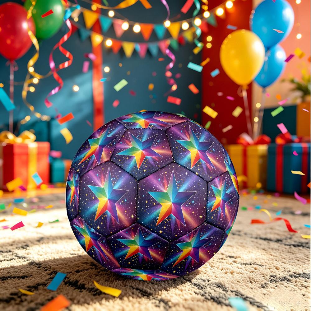 1 Stück Fußball mit Sternenhimmel-Thema, Größe 5, Leichtes PVC, Fußball für das Training im Freien, Geschenk j61451
