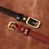 Fine Women's Belt Italian Retro Fashion All-Matching Decorative Genuine Cattlehide Leather Surface Pressure Crocodile Pattern Belt for Women