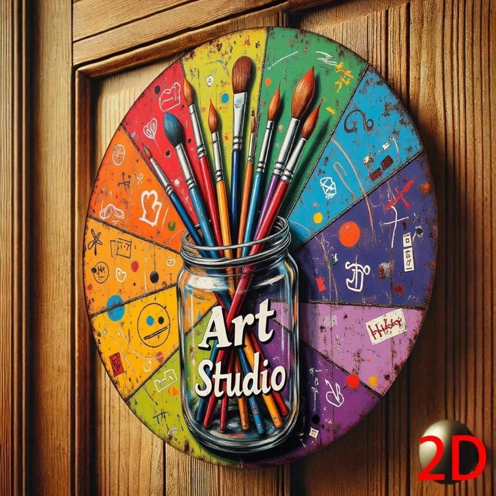 2D Aluminum Metal Wall Art Round Sign Home Bar Studio Decor