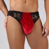Slip sexy in pizzo di Natale da uomo: Stile Europeo & Americano, Vita Bassa, Design Patchwork Vuoto