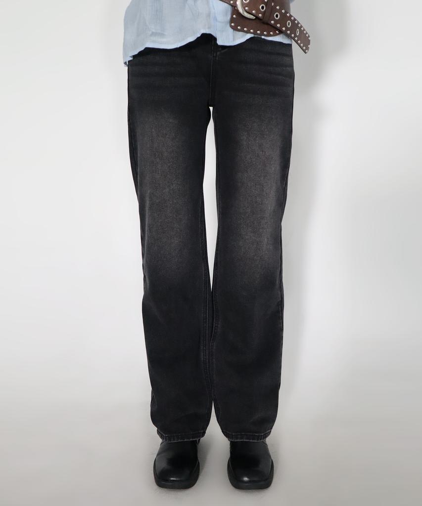CHICKS Vintage Washed Wide Fit Denim Pants Black