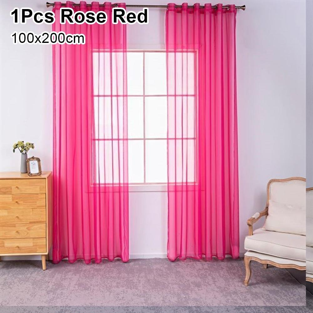 

1 шт. 100x200 см вуаль прозрачная занавеска для двери занавеска абажур гостиная спальня кухня украшение Rose Red 100x200cm