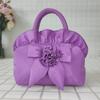 1pc Women's Floral Bow Handbag - Medium Zipper Closure Summer Tote, Durable Polyester with Spacious Interior, Hand Wash/Dry Clean