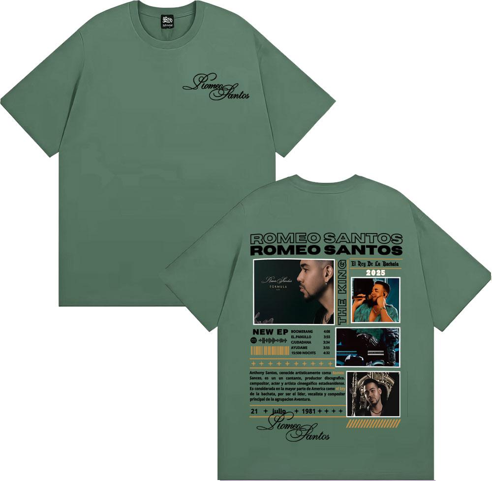 

Rapper Romeo Santos The King Tormula Tour 2025 Graphic T Shirts Mens Clothing Fashion Hip Hop ONeck Cotton Tshirts Streetwear 4XL
