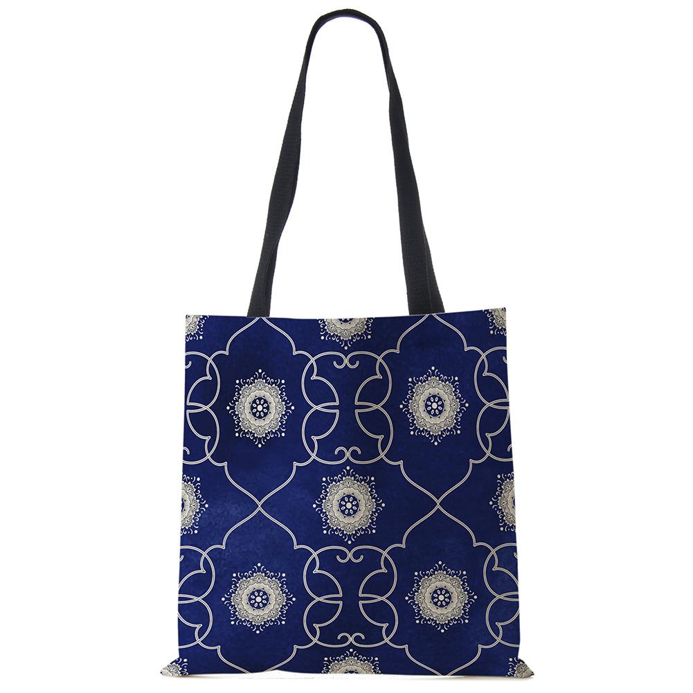 Vintage Print Casual Shoulder Bag Flowers Leaves Women Shopping Reusable Handbag Large Capacity Canvas Travel Beach Tote Bags CLE