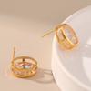 Fashion Business Chic Oval Hollow Zircon Versatile Women Stud Earrings