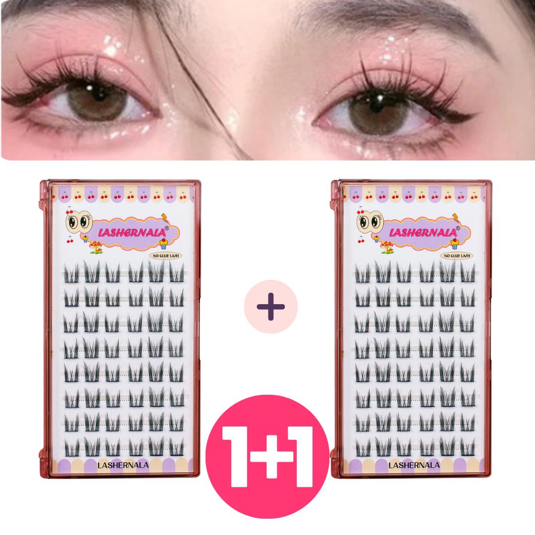 1+1 Lashernala 96-strand eyelash extensions, no-glue eyelashes, eyebrow extensions, strand eyelashes, cat eye one color