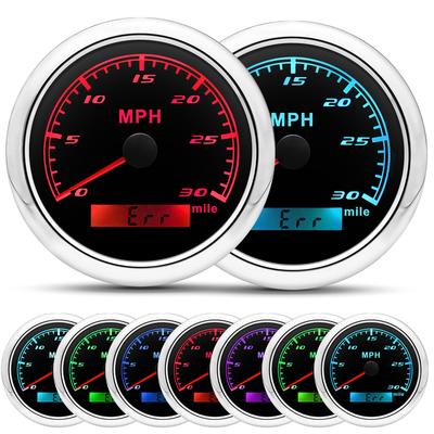 Z 30MPH 85mm Analog Pulse Speedometer Gauge with 7 Color LED Waterproof Speed Meter Pulse Signal for Car Boat Marine 12V 24V